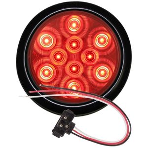 Grommet-Mount 4-1/2" Round LED S/T/T Light Kit w/ Pigtail - 10 Diodes, PL-3, 12V (Red)