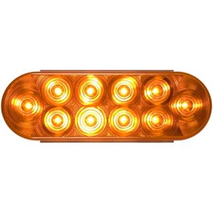 Grommet-Mount 6-1/2" Oval LED Parking/Turn Signal Light - 10 Diodes, Weathertight, 12V (Amb)