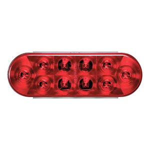 Grommet-Mount 6-1/2" Oval LED S/T/T Light - 10 Diodes, PL-3, 12V (Red)