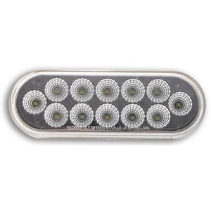 Trux Dual Revolutions Grommet-Mount 6" Oval LED S/T/T to Back-Up Light - 12 Diodes, 0.180 Male Bullet, 12V (Red to Wht)