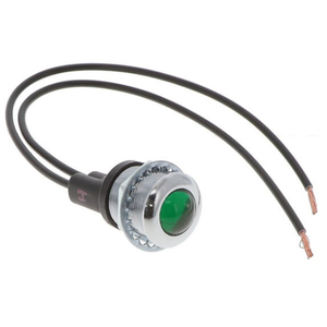 Single-Contact Insulated Pilot Light w/ Silver Bezel and Green Lens