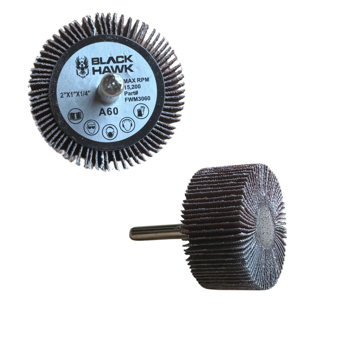 2" x 1" Aluminum Oxide Mounted Flap Wheel with 1/4" Straight Shank, 60 Grit