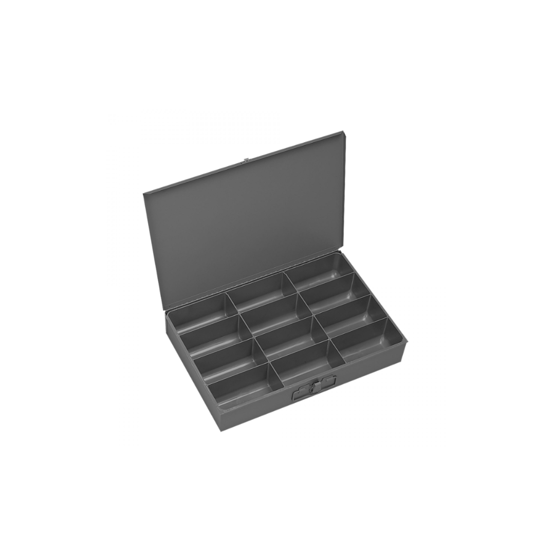 Small Steel Compartment Box with 12 Openings – Gray