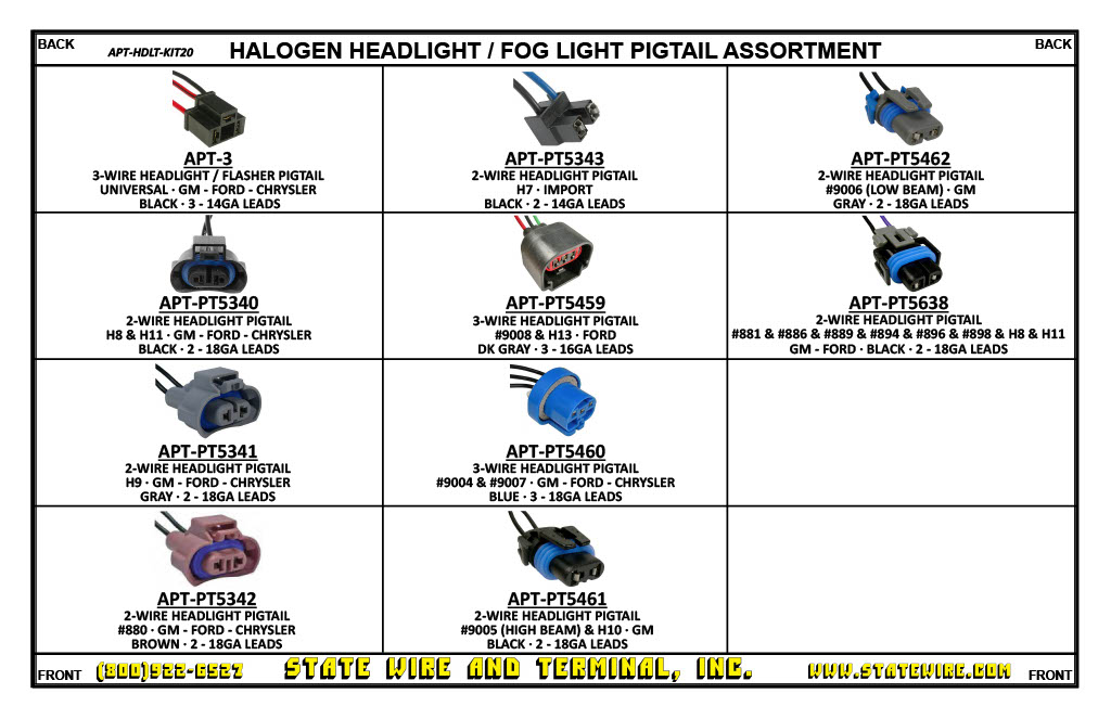 Halogen Headlight/Fog Light Pigtail Assortment