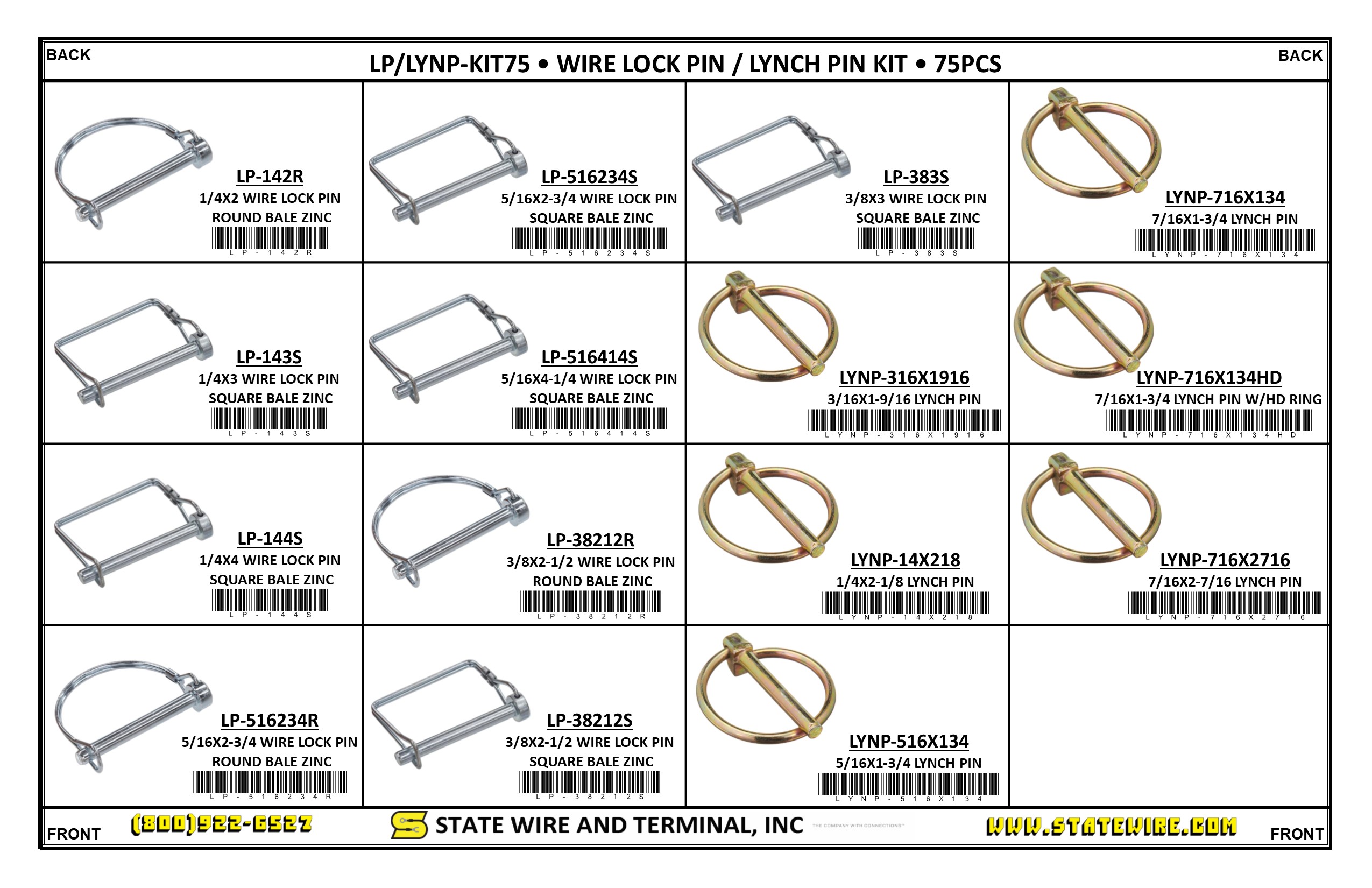 Wire Lock Pin / Lynch Pin 75 Piece Kit