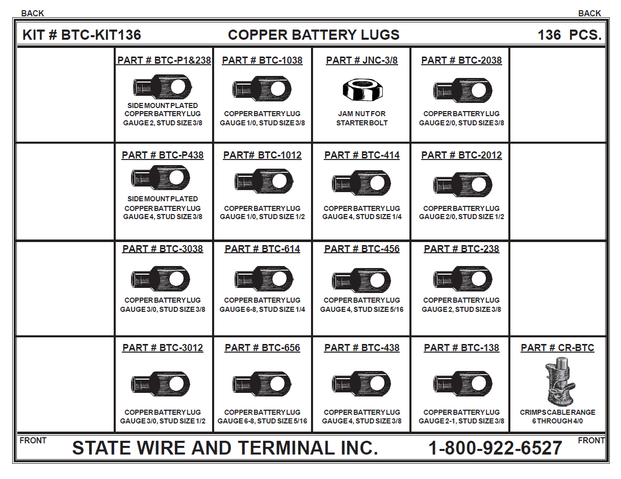 Copper Battery Lug Kit with Crimper