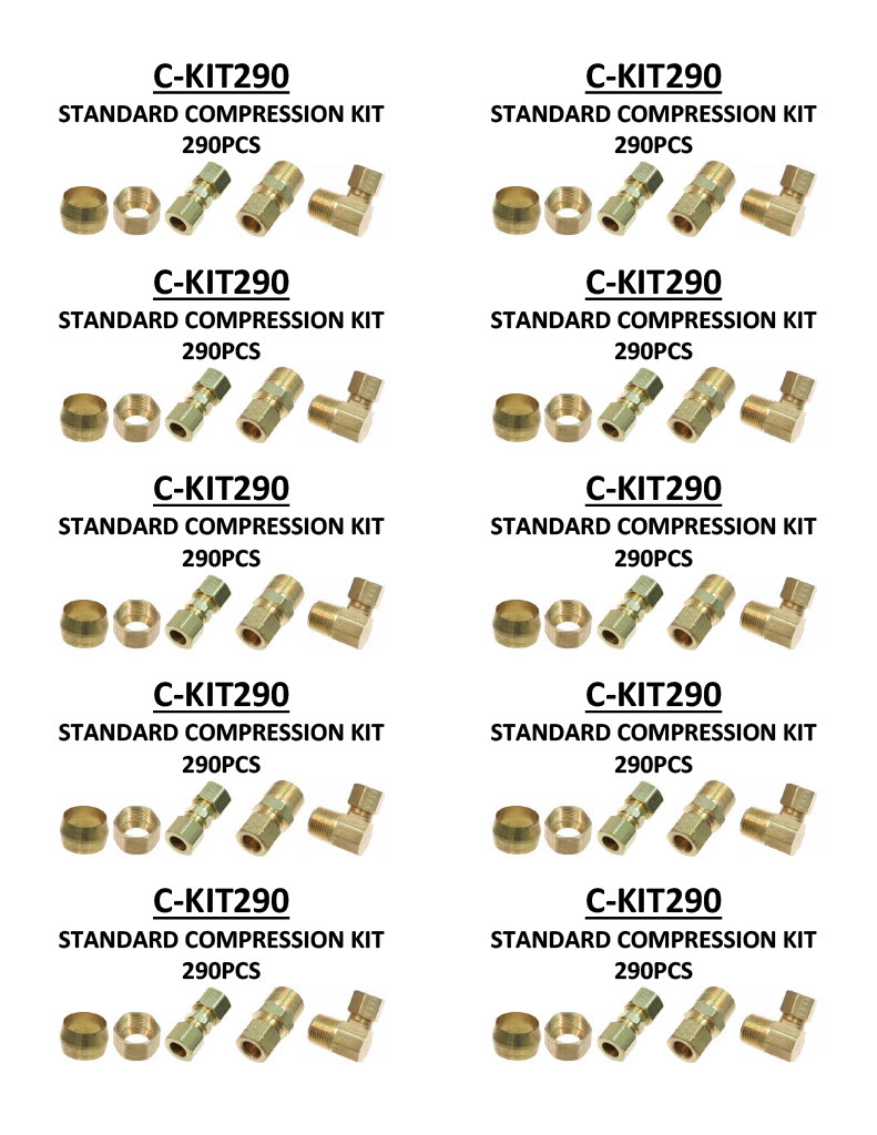 Standard Compression Brass Kit for Copper and Plastic Tubing