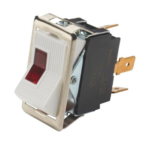 Illuminated Rocker Switch with Red Lens – SPST, On-Off, 3 Blades