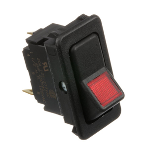 Illuminated Weather-Resistant Rocker Switch with Red Lens – SPST, Off-On, 3 Blades