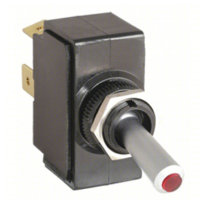 Illuminated Toggle Switch with Red LED – SPST, On-Off,  3 Blades