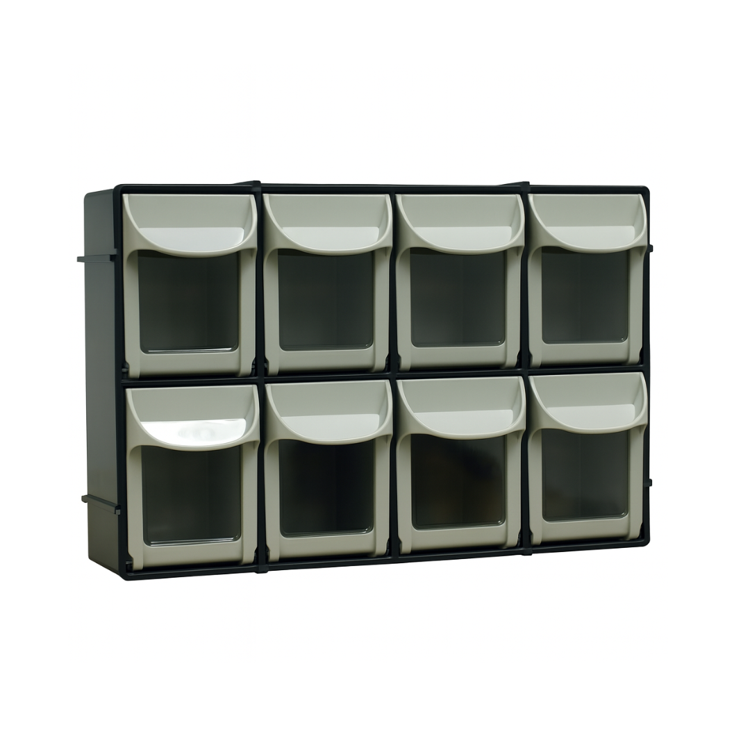 8-Drawer Bulb Storage Rack – Compact Steel Cabinet Organizer