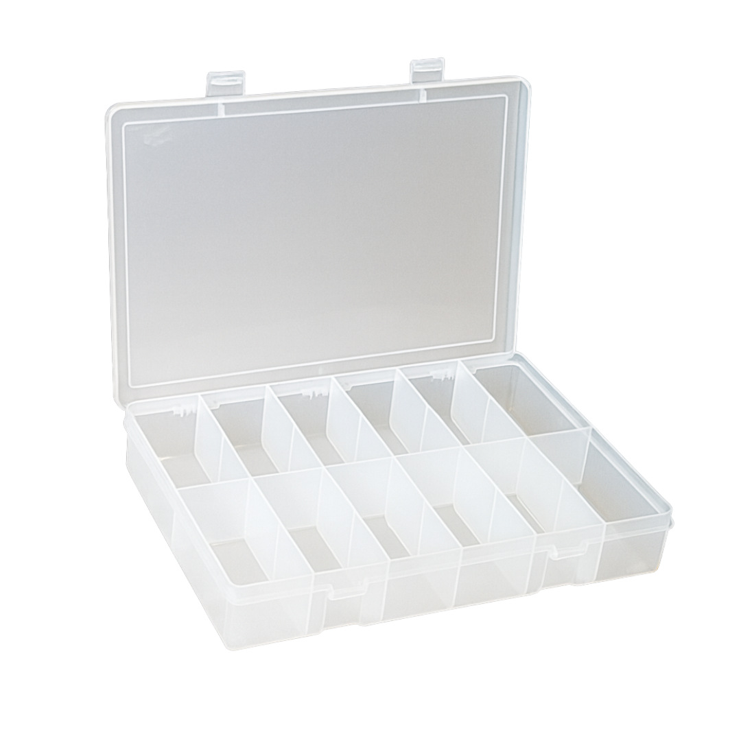 Large Clear Plastic Compartment Box, 12 Openings