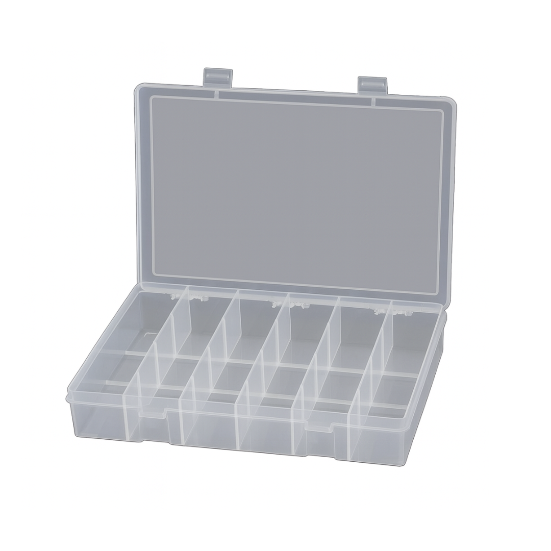 Large Clear Plastic Compartment Box, 6 Openings