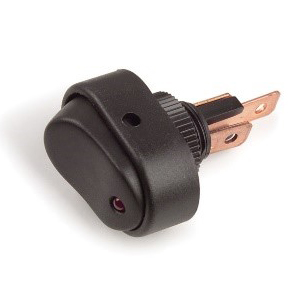 Illuminated Rocker Switch with Yellow LED – SPST, On-Off, 3 Blades