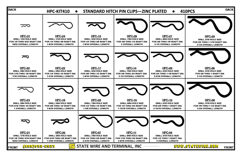 Standard Hitch Pin Clips 410 Piece Kit