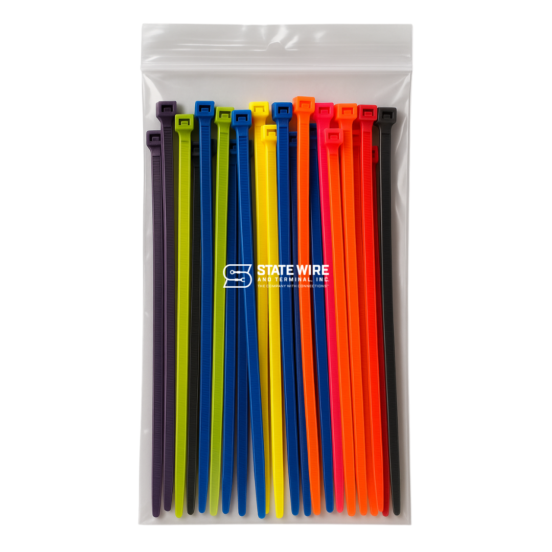 Nylon Cable Tie 11.25" - 50 lb Tensile Strength (Color Variety Pack)