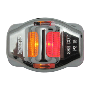 Surface-Mount 1-3/4" LED Reversable Fender Light with Chrome Cover - 2 Diodes, Hardwired, 12V (Amb/Red)