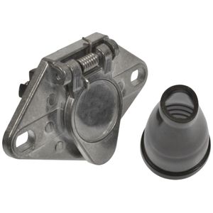 6-Way Economy Chrome-Plated Zinc Diecast Exposed Trailer Connector Socket w/ Rubber Boot