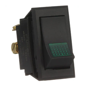 Illuminated Rocker Switch with Green Lens – SPST, On-Off, 3 Screws