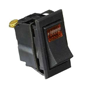 Illuminated Rocker Switch with Amber Lens – SPST, On-Off, 3 Screws