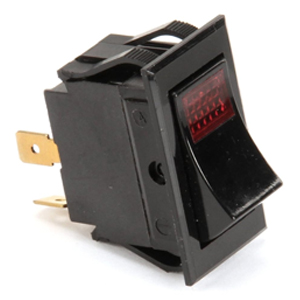 Illuminated Rocker Switch with Red Lens – SPST, On-Off, 3 Blades
