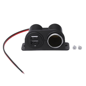Under-Dash-Mount 12V Dual USB and Cigarette Lighter Socket Charger