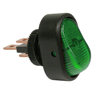Peterson® Illuminated Green 1/2" Oblong Rocker Switch