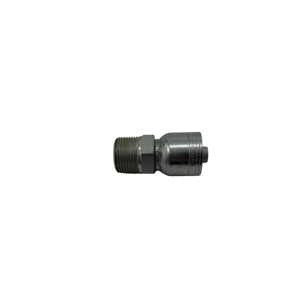 Crimp JIC 37° Rigid Male Hydraulic Hose Fitting – 1/2" Hose x 3/4"-14 MPT, Zinc-Plated Steel