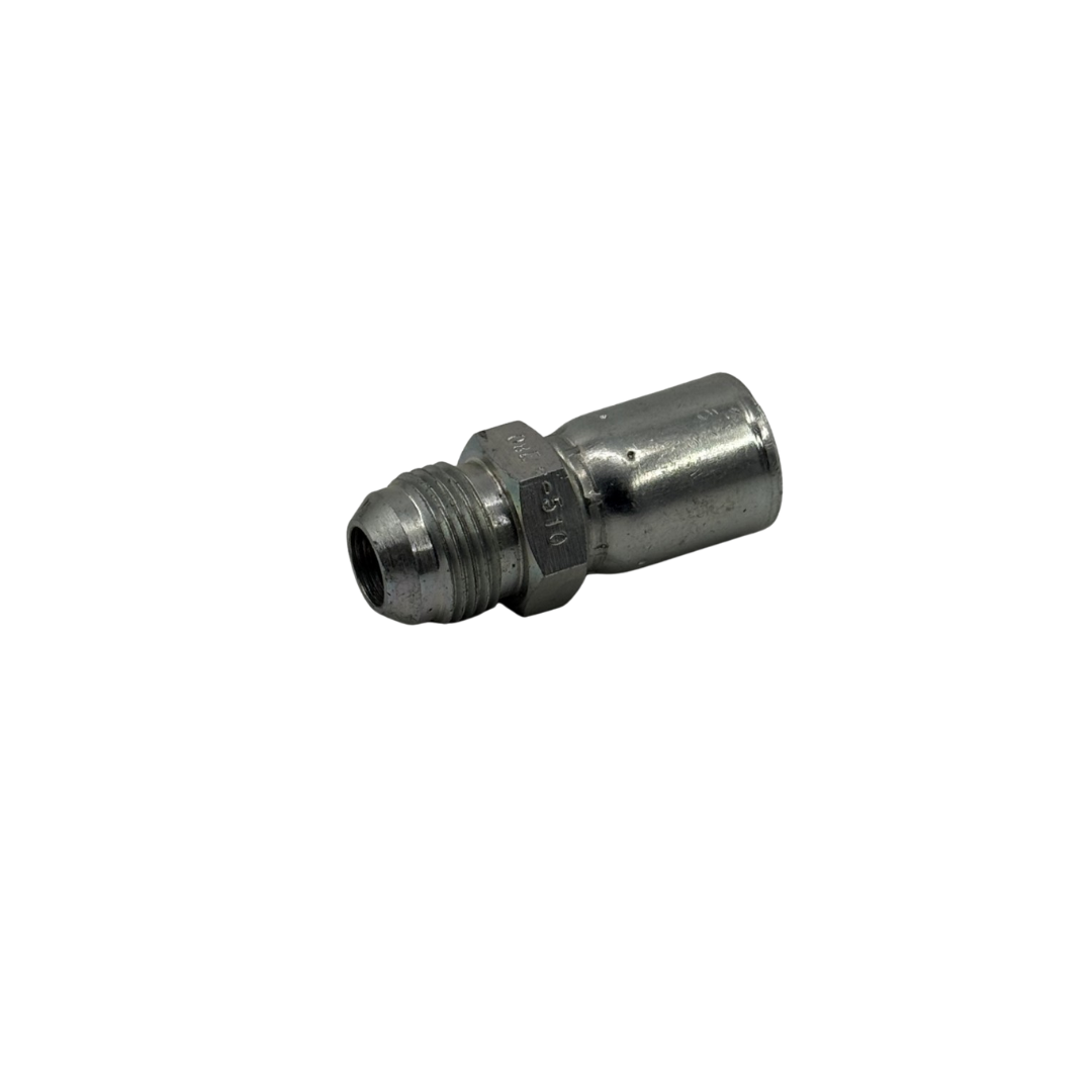 Crimp JIC 37° Rigid Male Hydraulic Hose Fitting – 1/2" Hose x 7/8"-14 MPT, Zinc-Plated Steel