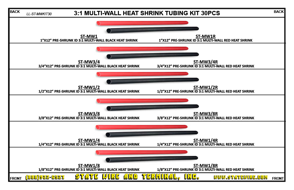Multi-Wall Heat Shrink Tubing 30 Piece Kit