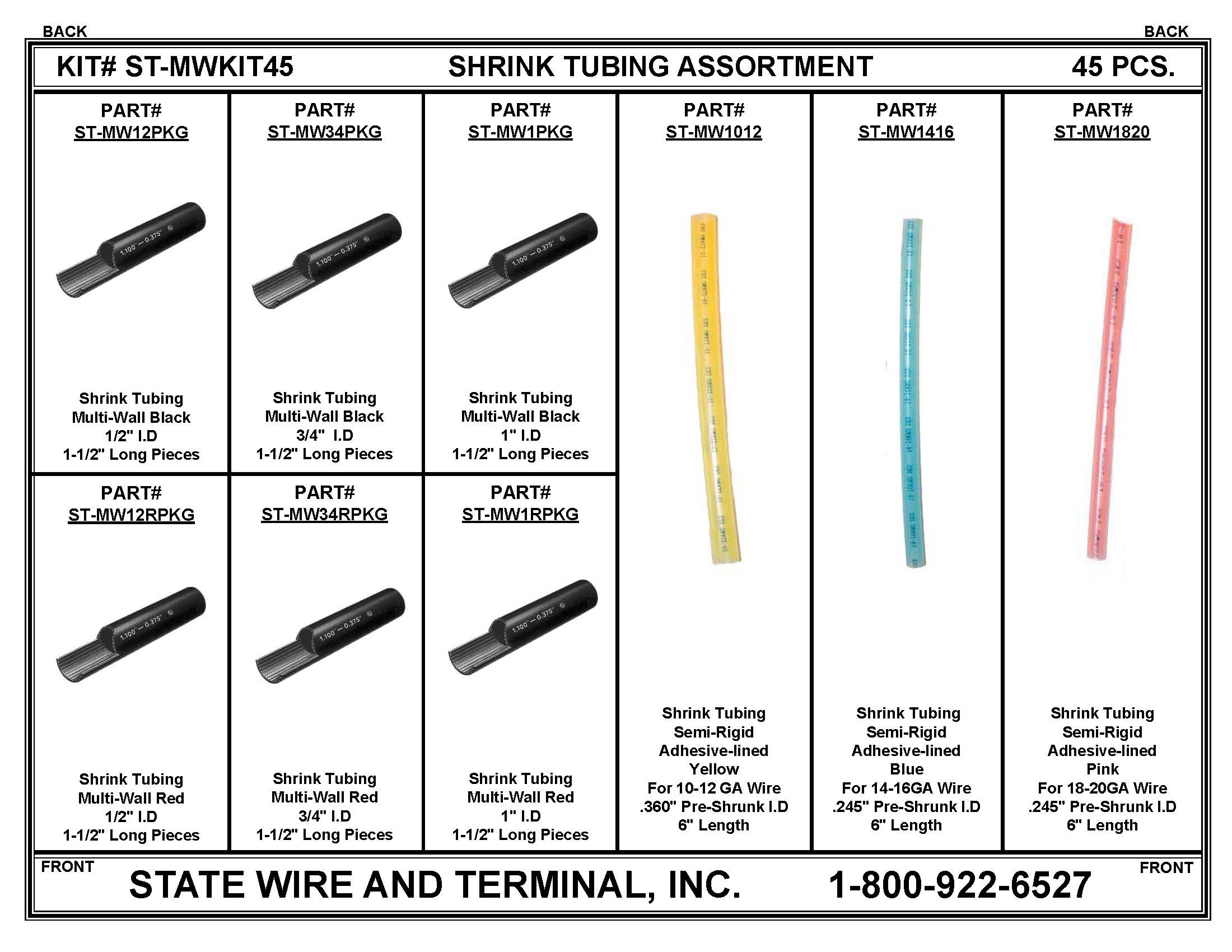 45 Piece Multi-Wall Shrink Tube Assortment Kit
