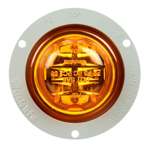 Flange-Mount 3-1/2" Round PC-Rated High-Profile LED Mrkr/Clrnc Light w/ Gray Mount - 8 Diodes, Fit N' Forget M/C, 12V (Amb)