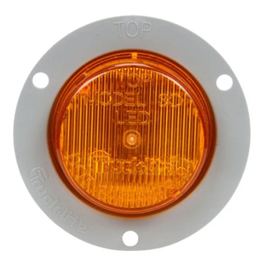 Flange-Mount 3" Round LED Mrkr/Clrnc Light w/ Gray Mount - 2 Diodes, Fit N' Forget M/C, 12V (Amb)