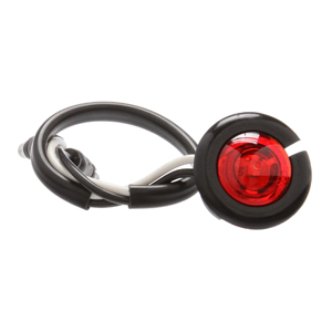Flange-Mount 1" Round LED Mrkr/Clrnc Light Kit - 1 Diode, 0.180 Bullet, Hardwired, 12V (Red)