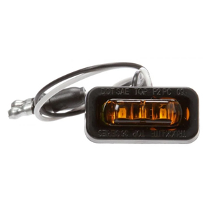 Flex-Lite Adhesive-Mount 1-1/2" Rectangular PC-Rated LED Side Exit Mrkr/Clrnc Light - 3 Diodes, 0.180 Bullet, Hardwired, 12V (Amb)