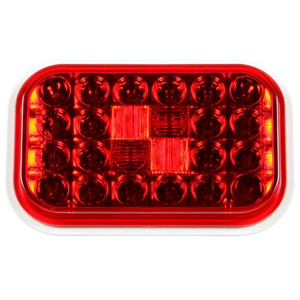 Grommet-Mount 5-1/4" Rectangular LED S/T/T Light - 24 Diodes, PL-3, 12V (Red)