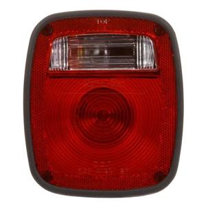 Two-Stud 6-3/4" Square LH Incandescent Combo Box Light w/ License Light - Packard, 12V (Red)