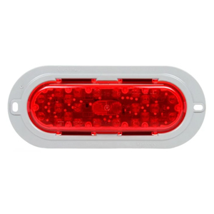 Flange-Mount 7-3/4" Oval LED S/T/T Light w/ Gray Mount - 26 Diodes, PL-3, Fit N' Forget S.S., 12V (Red)