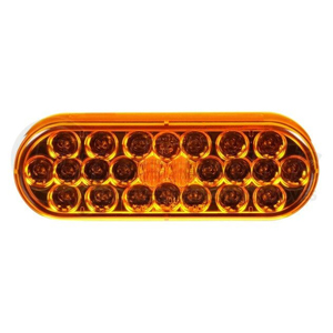 Grommet-Mount 6-1/2" Oval LED Front/Park/Turn Light - 24 Diodes, PL-3, 12V (Amb)