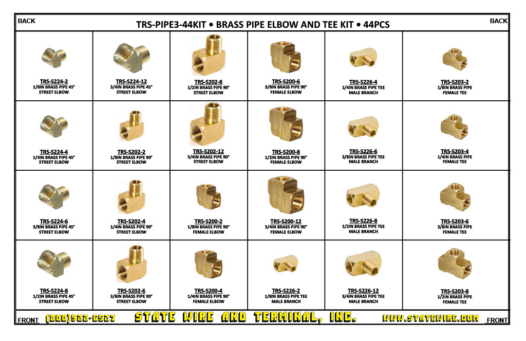 Brass Pipe Elbow and Tee Kit - 44 Pieces