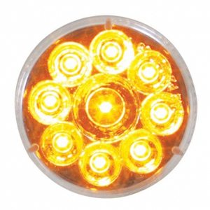 LED 2-1/2" Round Mrkr/Clrnc Light w/ Reflex - 9 Diodes, 2 Fem Bullets (Amb w/ Clr Lens)