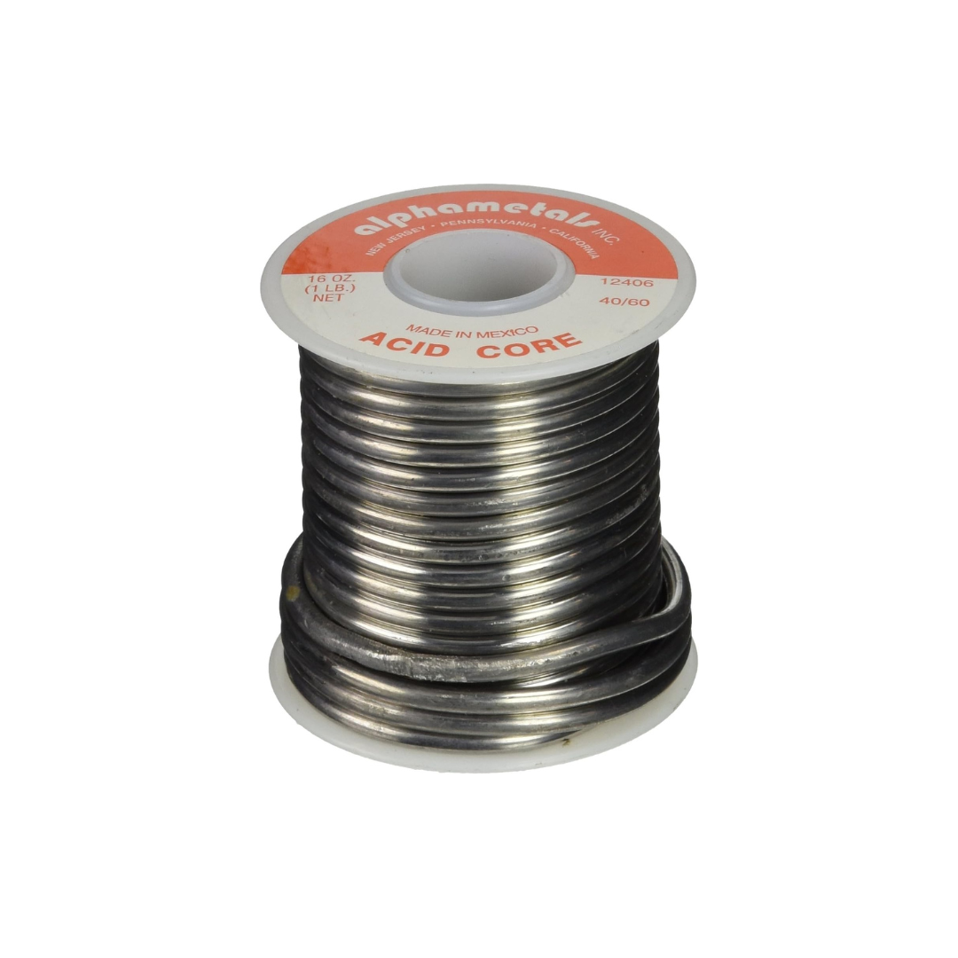 Alpha AM12406 40/60 Acid Core Solder, 1 lb Spool
