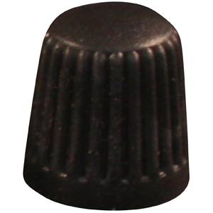 Tire Valve Caps — Schrader 0.305-32, Plastic, Ribbed Grip, Black