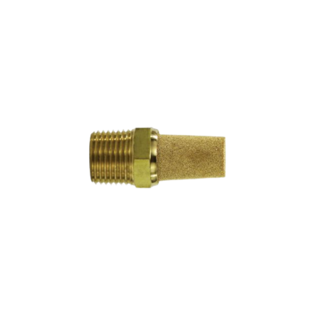 3/8" Brass Muffler | Sintered Bronze | 3/8-18 NPT | For Valves, Cylinders, Air Tools | 35°F to 300°F