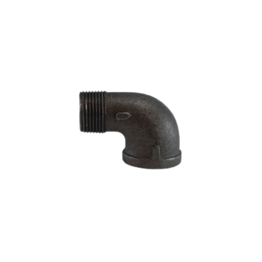 1-1/2" Black Pipe 90° Street Elbow – Male × Female Thread, 150 lb Malleable Iron
