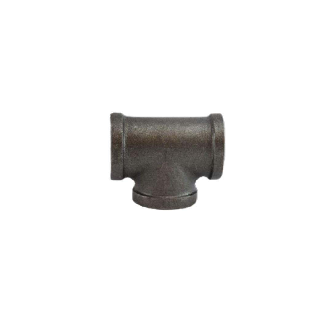 1-1/2" Black Pipe Tee – Female Thread, 150 lb Malleable Iron
