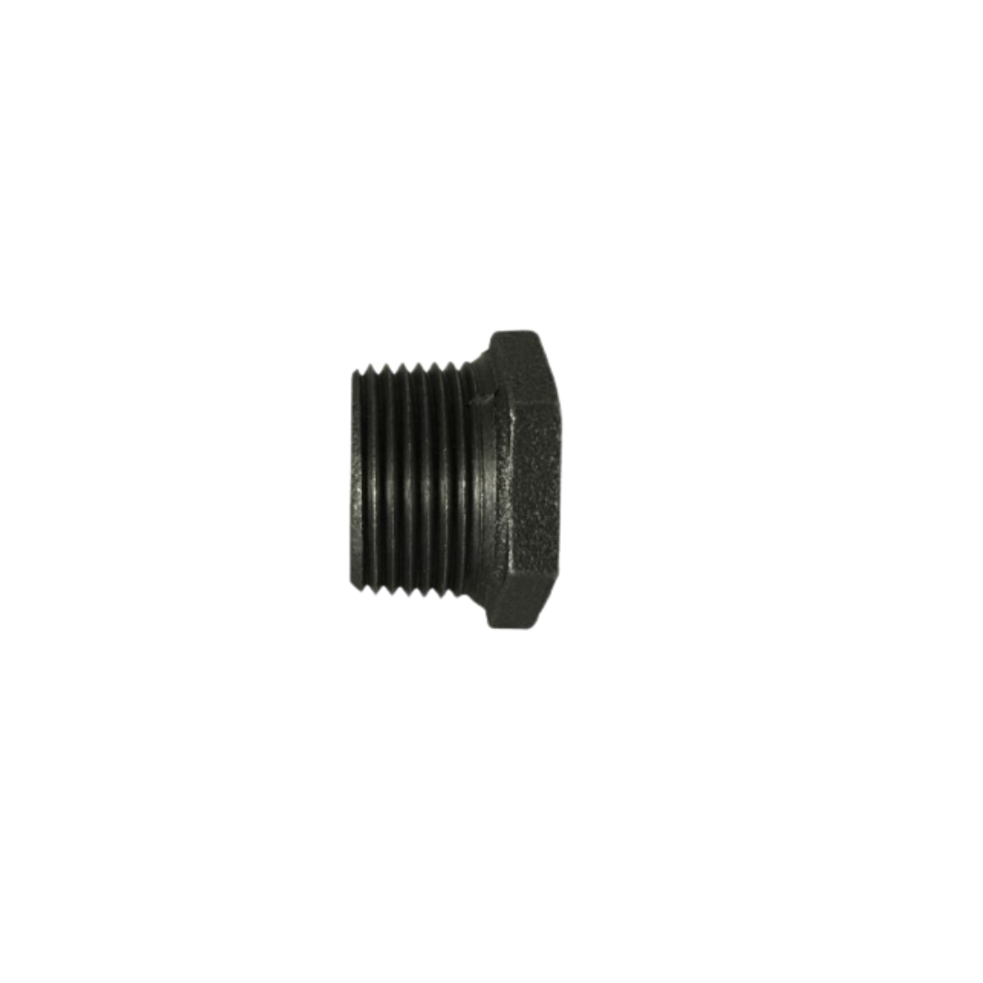1-1/2" × 1-1/4" Black Pipe Reducing Hex Bushing – Male × Female Thread, 150 lb Malleable Iron