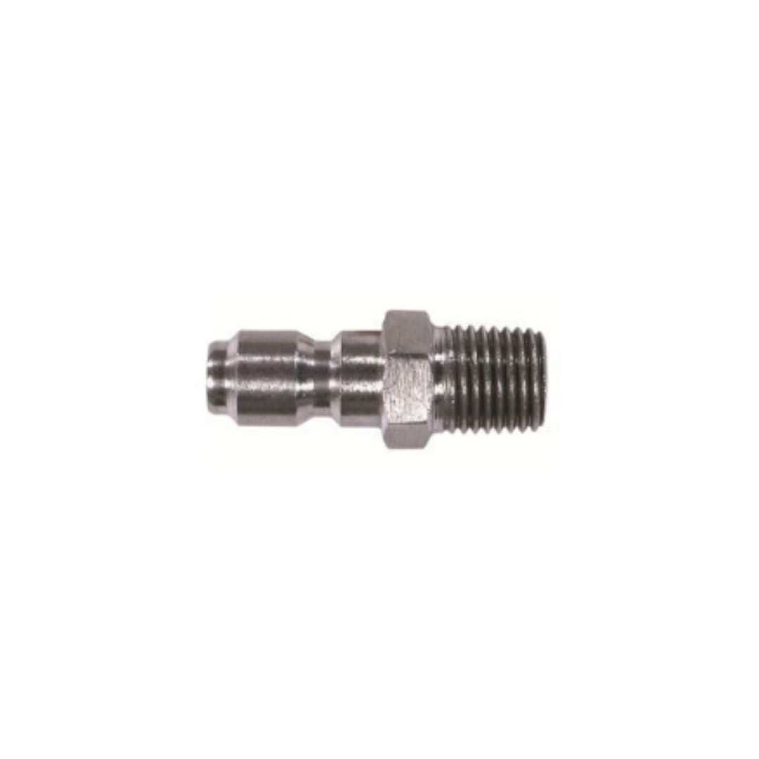 3/8" Male Straight Plug – Stainless Steel, 6000 PSI, Quick Disconnect