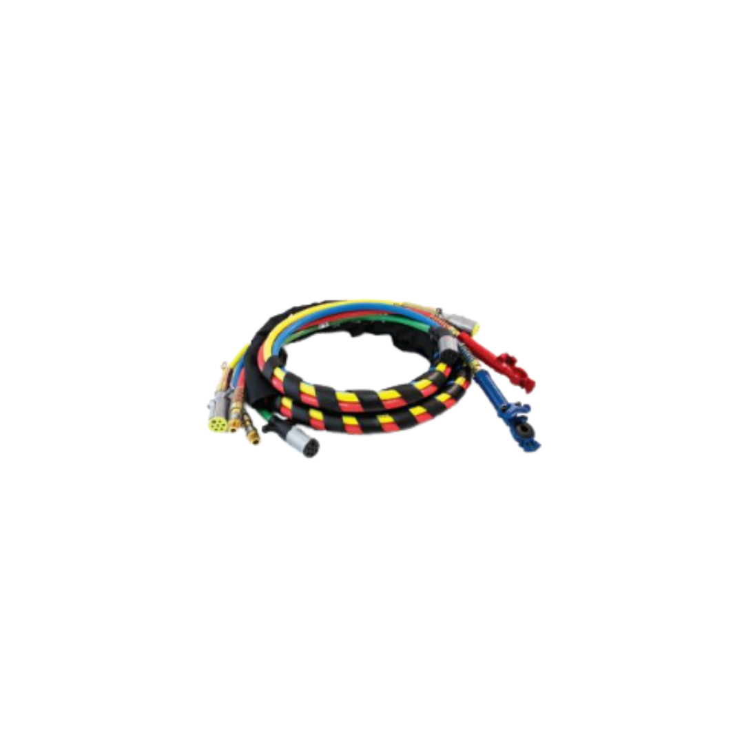Tramec Sloan 4-in-1 Power Line Wrap – 12 ft Red & Blue Air Hoses with ABS and ISO Cables