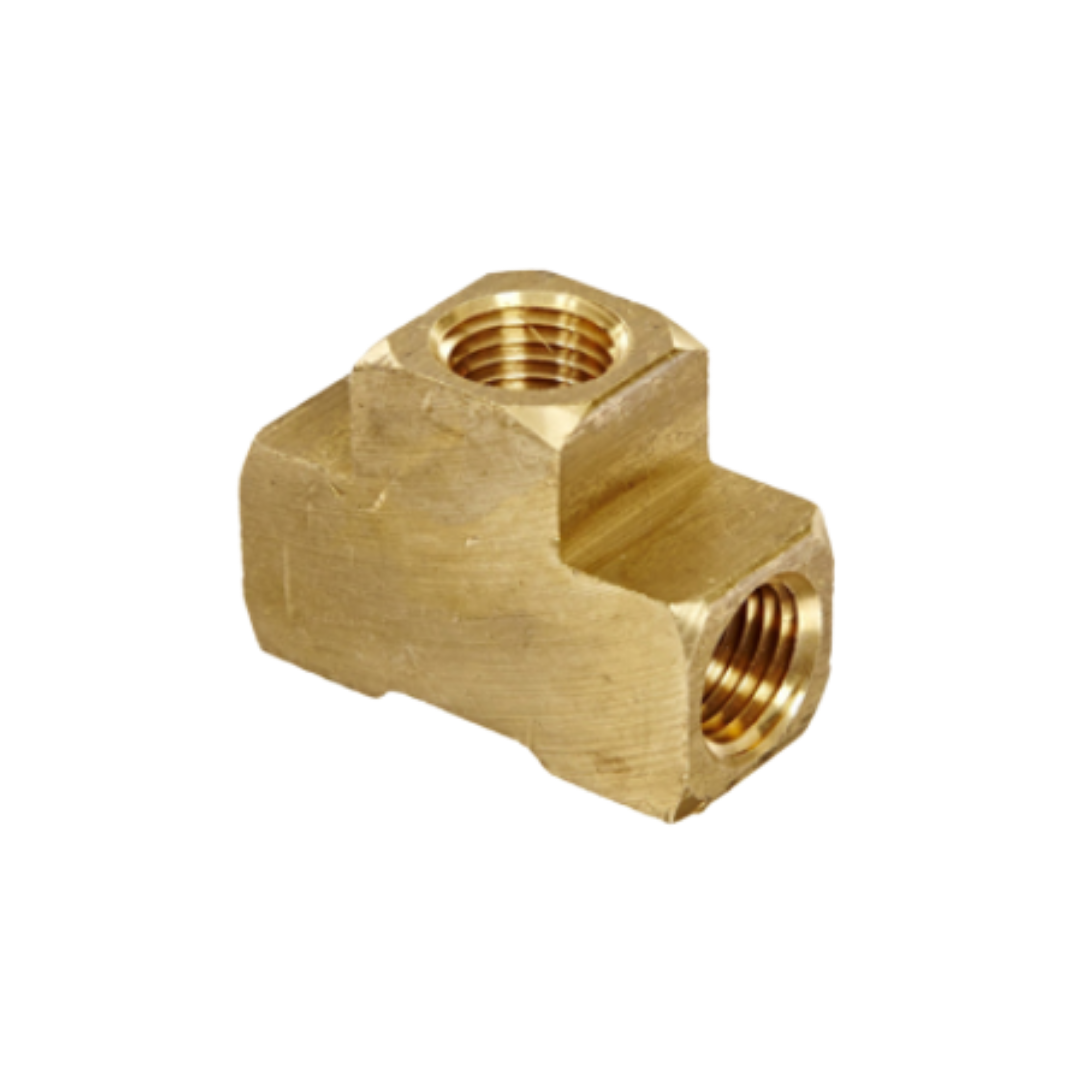 1/4" x 1/4" x 1/4" Brass Pipe Tee – Extruded, Female NPT